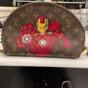 Unique hand painted LV makeup bag